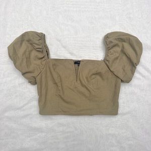 Cropped Puff Sleeve Blouse
